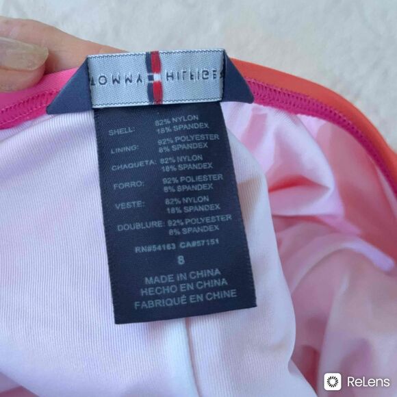 Tommy Hilfiger Swimsuit size 8 Colorblock Removable Pads Stretch One-Piece Pink - Picture 5 of 8